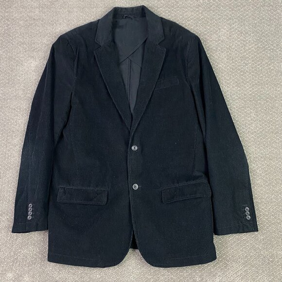 Old Navy Corduroy Blazer Sport Coat Men's Large Black Heavyweight Cotton - Picture 1 of 14